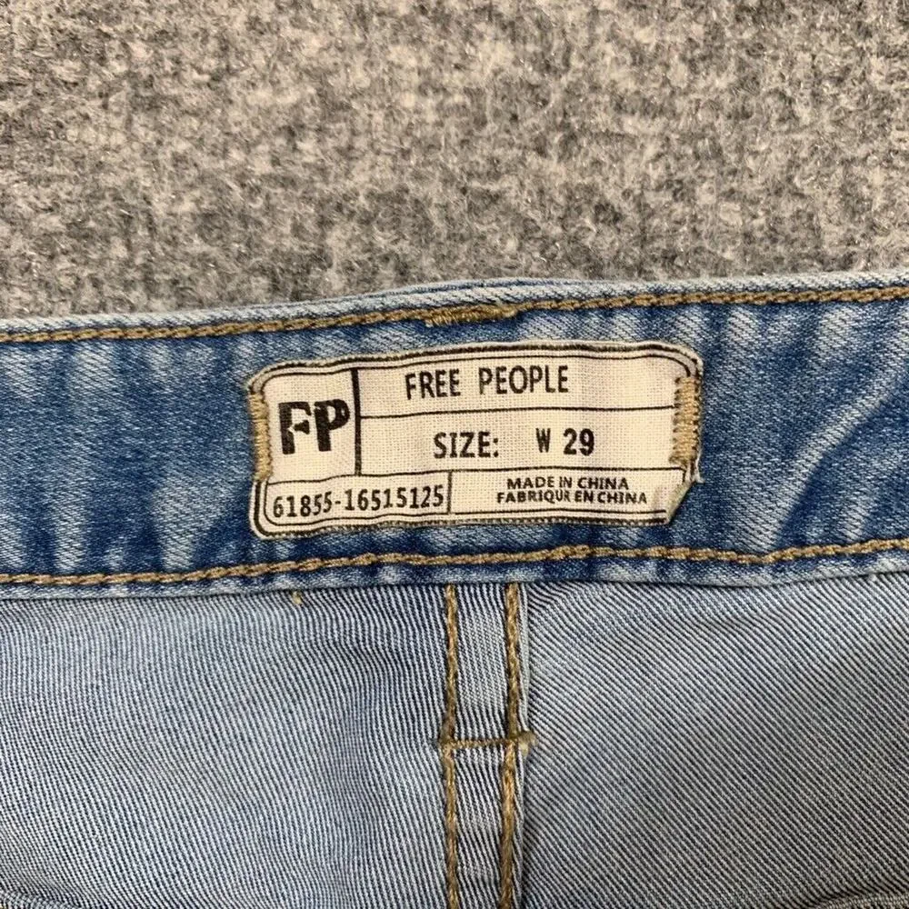 Free People Jeans Womens 29 Light Denim‎ Skinny Ankle Destroyed Busted Knee
